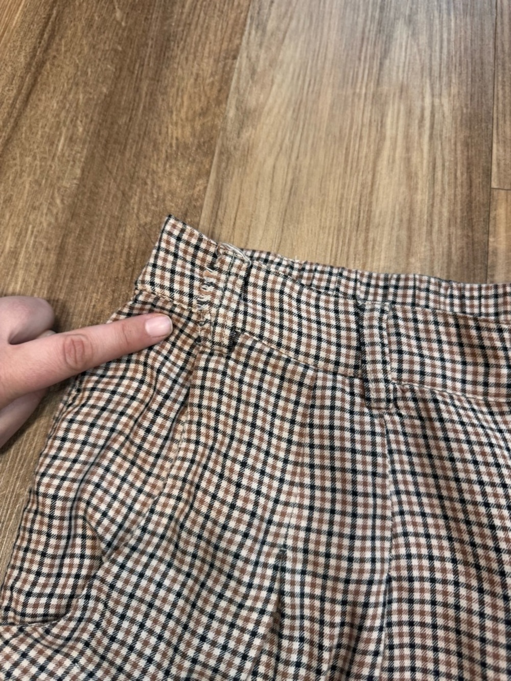 Kenzie + Francesca’s Brown and Cream Plaid Wide-Leg Pants, Size Large - Picture 13 of 16